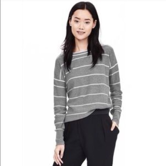 Banana Republic Women's Medium Grey Stripe Filpucci Knit Sweater Cashmere Wool - Picture 1 of 16